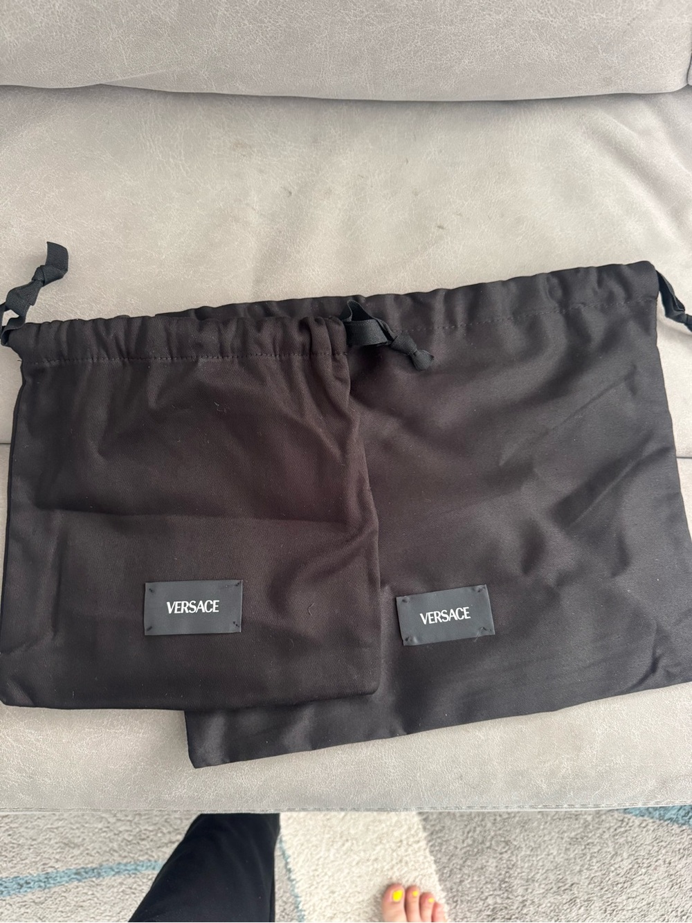 Versace Black Drawstring Logo dustbags Pair